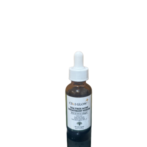 Cici Glow Tea Tree Acne Treatment Serum that contains BHA (Beta Hydroxy Acid), HA (Hyaluronic Acid), and collagen